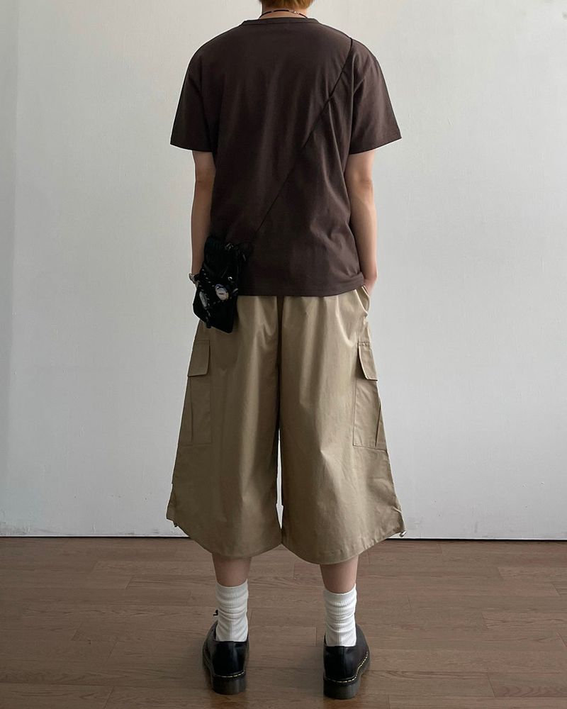 Solid Cargo Bermuda Pants