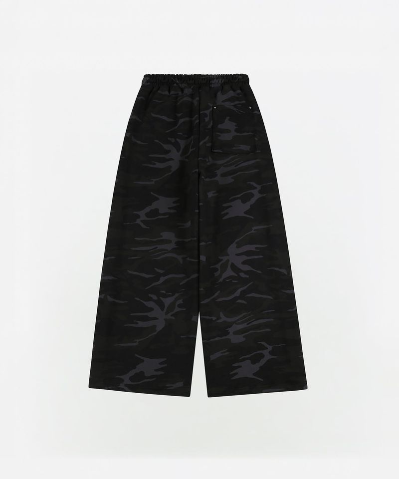 CAMO PRINT WIDE TRACK PANTS [BLACK]