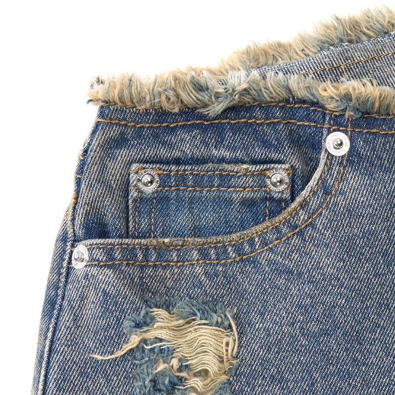 FRINGE DENIM SHORTS (BLUE)