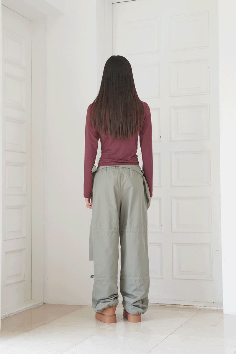  RIBBON STRING PANTS .WITH BAG (KHAKI)