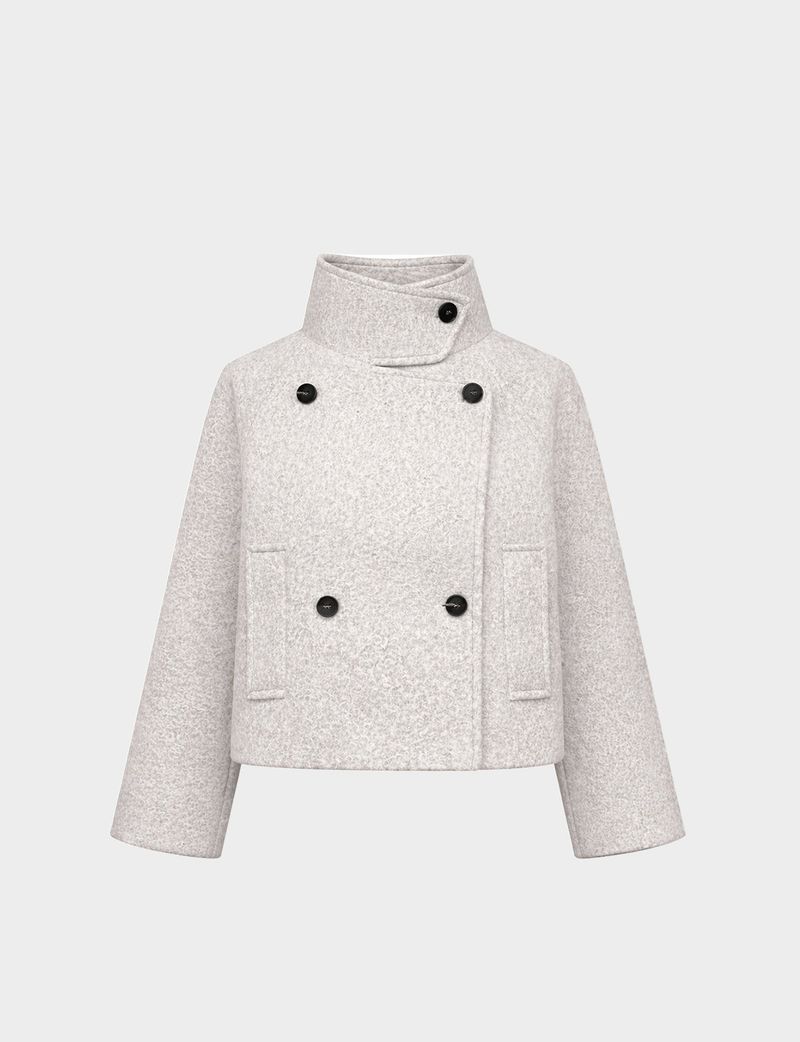 Luen Double Button High Neck Short Coat