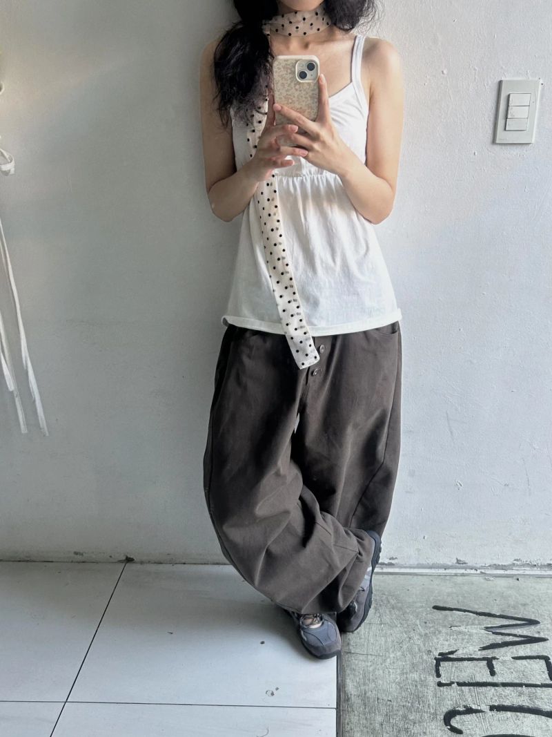 Shirring Long Sleeveless Top