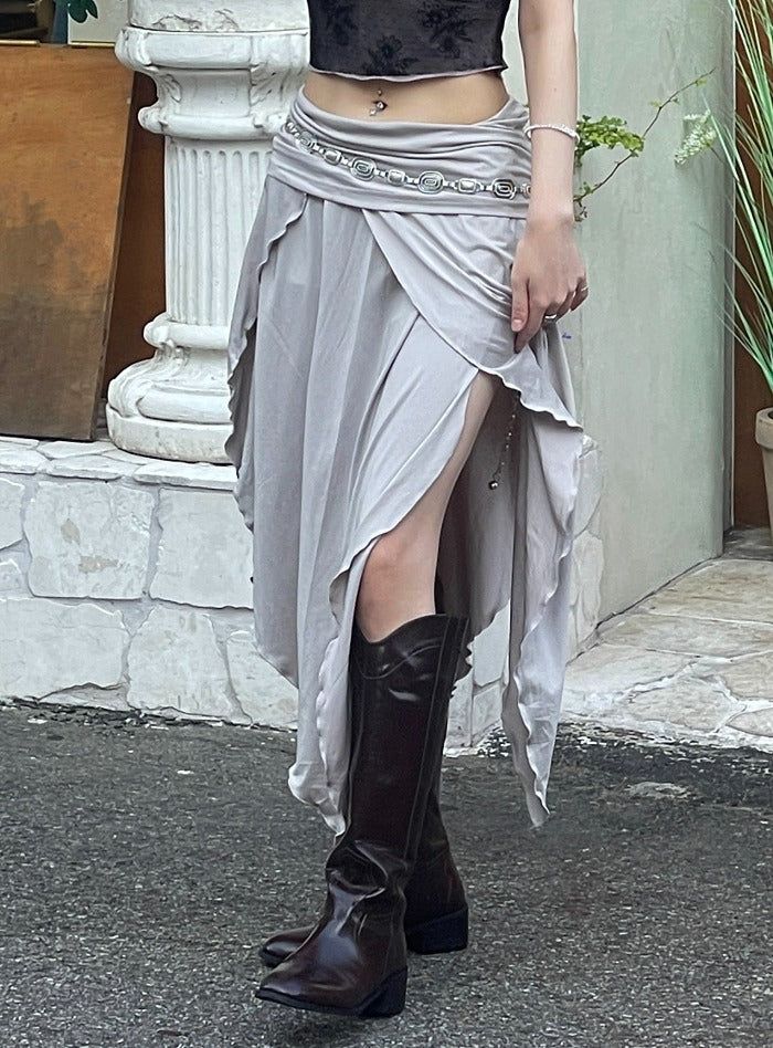 Bella Shirring Unbalance Skirt