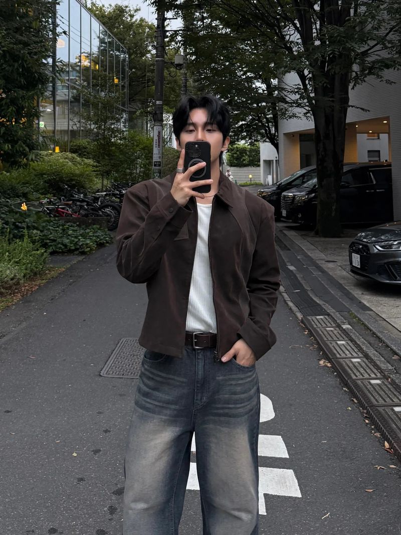 Luen Contrasted leather jacket