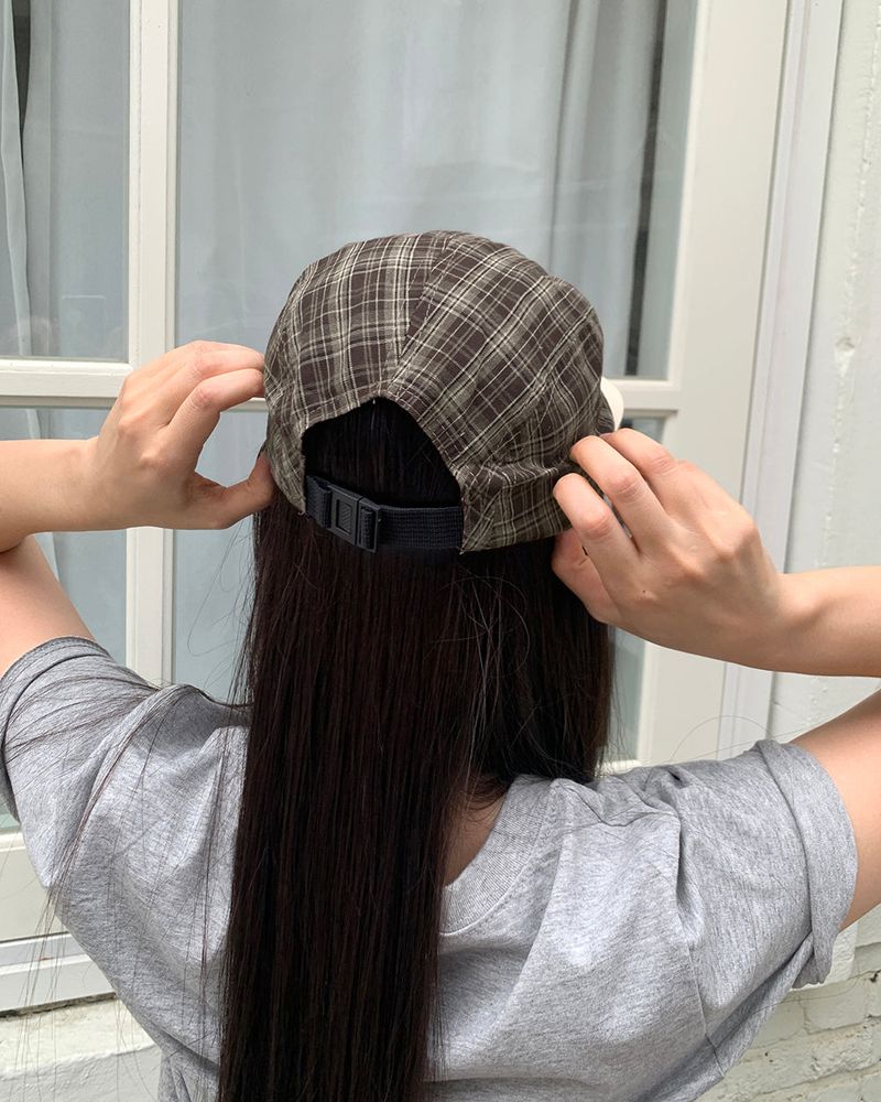 Daba Cotton Check Strap Camp Cap Hat