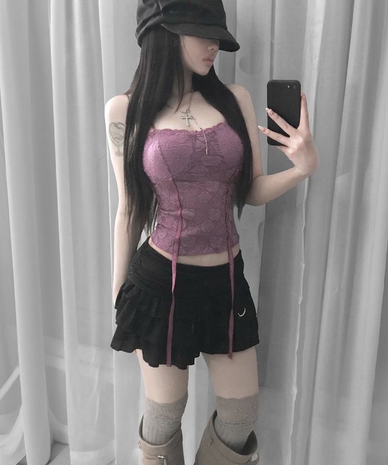 ローズ レース コルセット トップ(4colors)