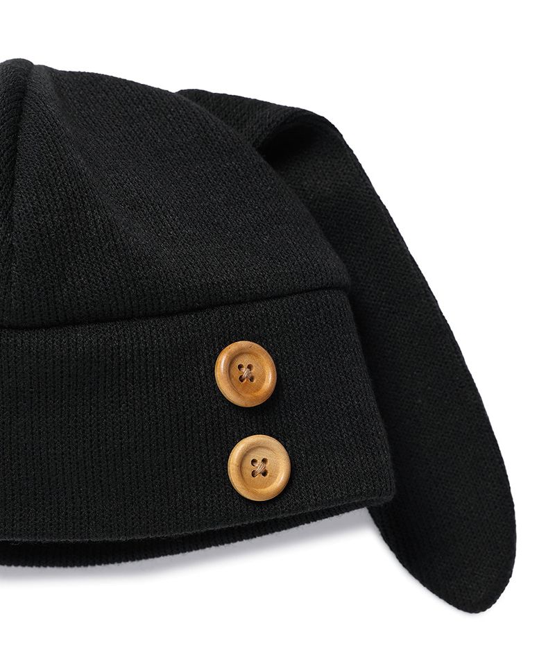 RABBIT BUTTON BEANIE BLACK(CV2GFUAB33A)