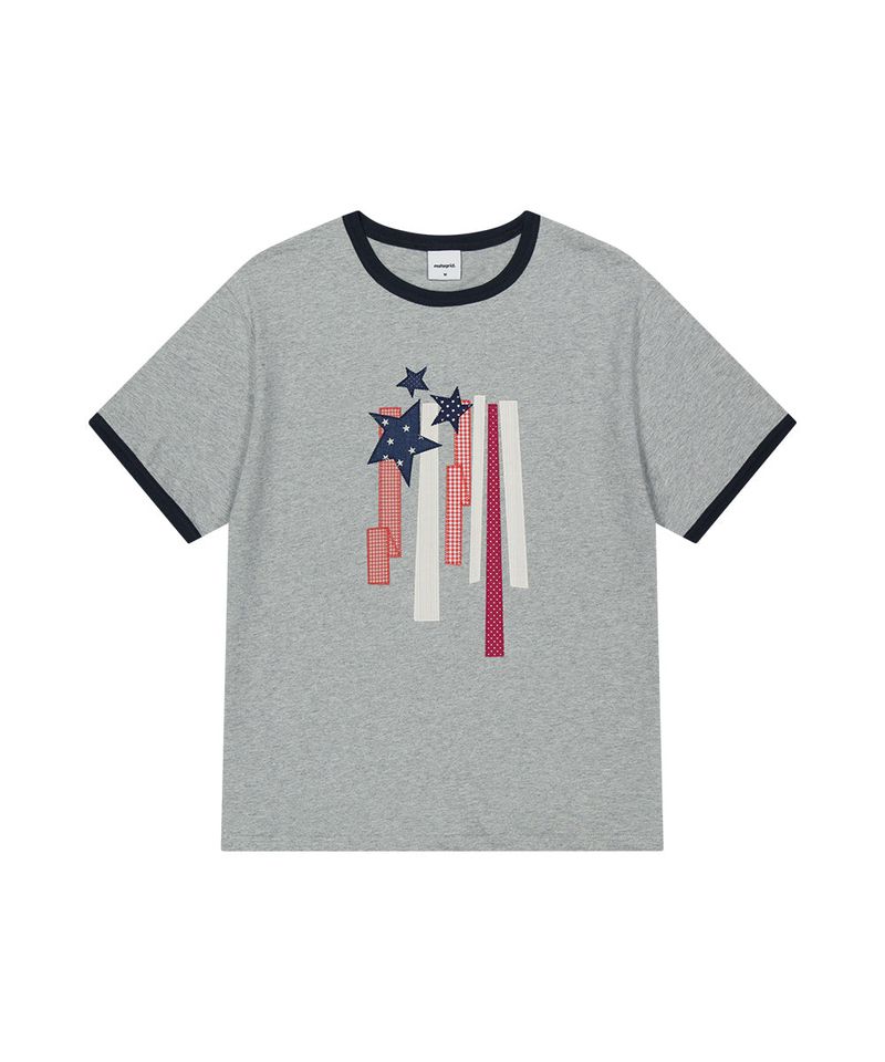 mahagrid(マハグリッド)の「FLAG APPLIQUE RINGER TEE(Tops)」