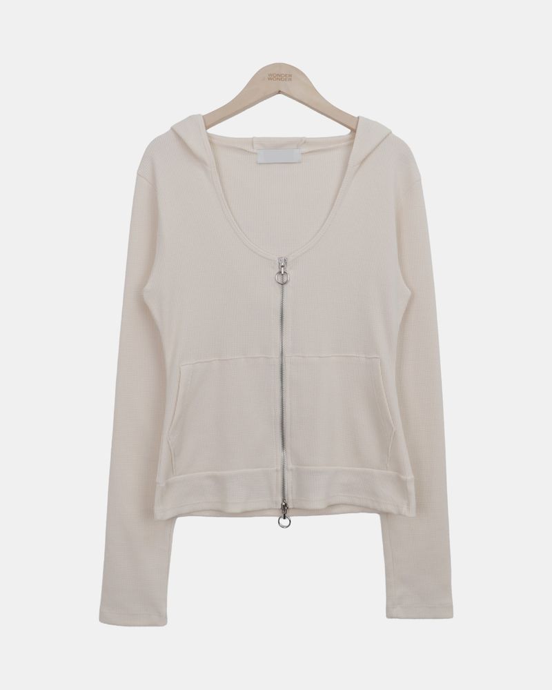Muiti Waffle Hooded Zip-Up