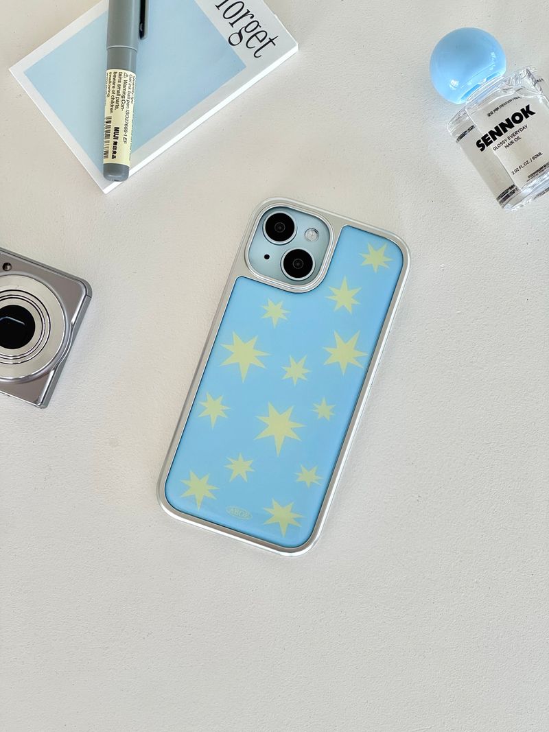 BLUE SPARKLING Silver Epoxy Case