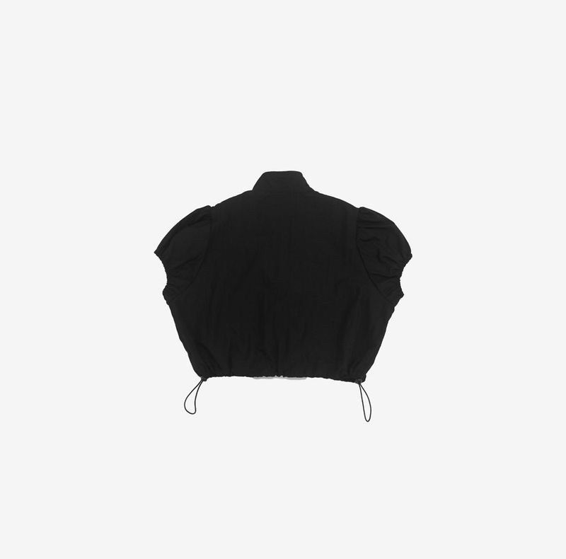 Amuah Crop String Half Zip-Up