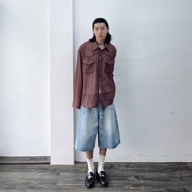 3D Pleated Western Shirt