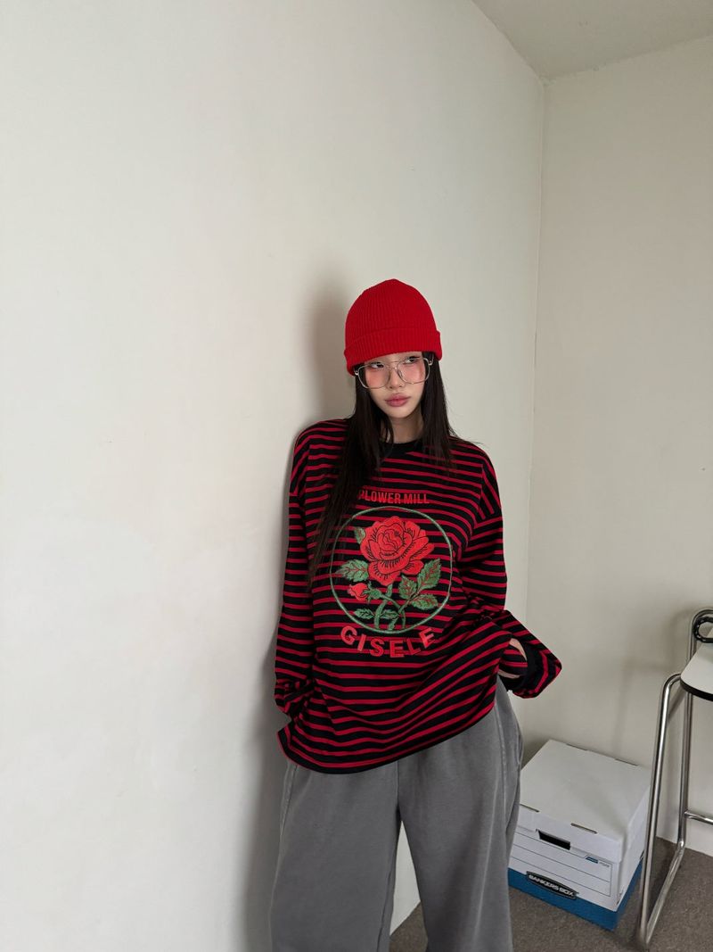 Rose stripe T