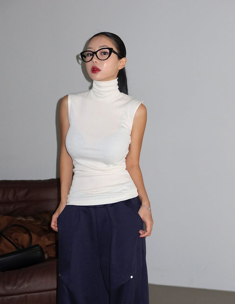 8 color napping pintuck banding wide pants