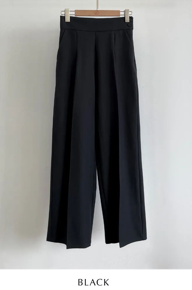 Bette High Waist Two-Button Pintuck Wide Slacks