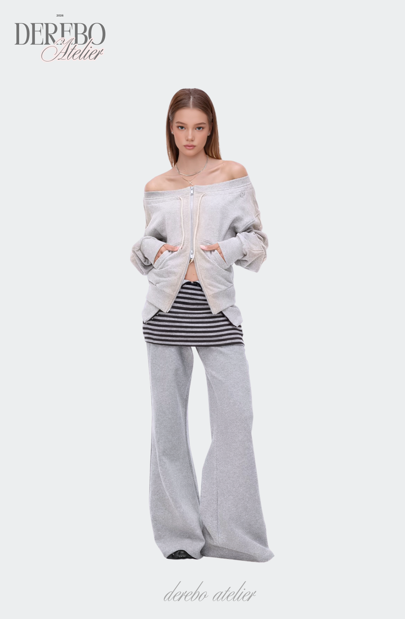 Gradient Off-Shoulder Zip-Up (PANTS)