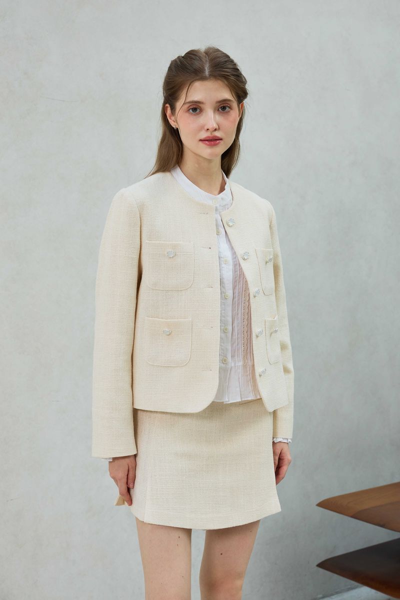 CHERISH TWEED SKIRT PANTS / WHITE