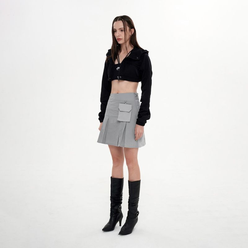 POCKET DETAIL CHAIN SKIRT(LIGHT GRAY)