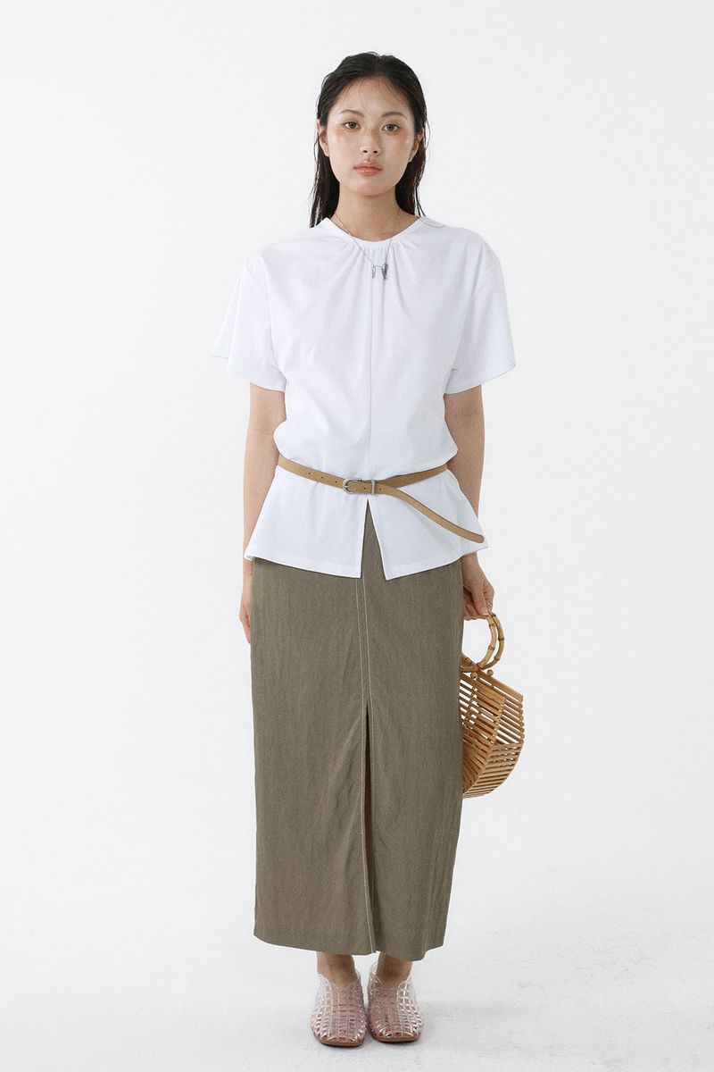 SHIRRED ROUND TOP_WHITE