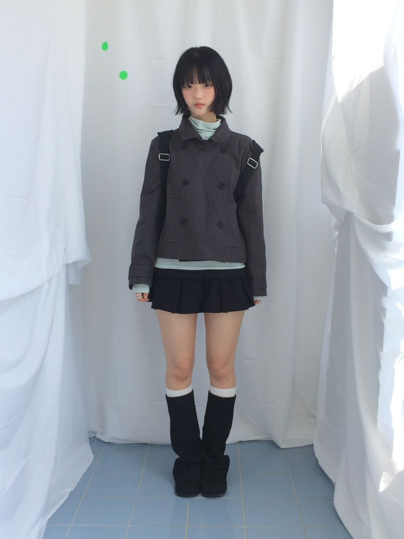 double frill pleated skirt