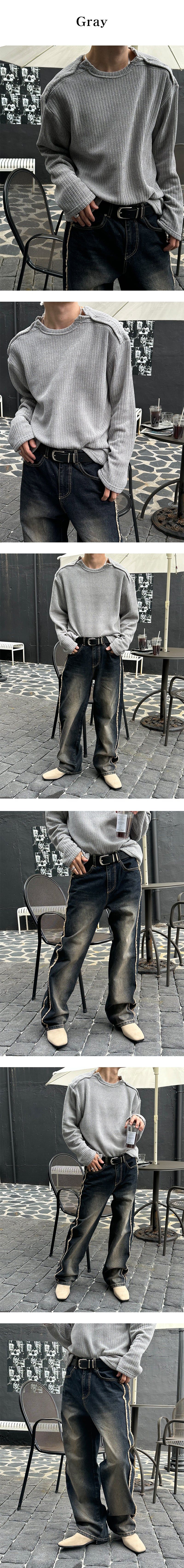  [Unisex] Double shoulder button knit(4color)