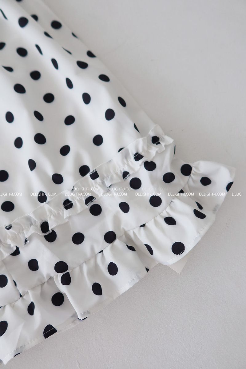 Dot Polka Dot Back Banding Midi Skirt