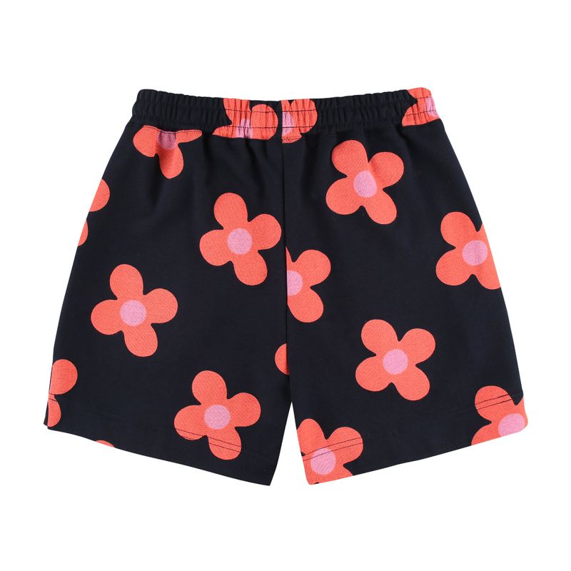 Pink flower pattern Shorts [Navy]