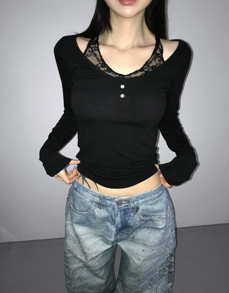 estrogen lace halter top(3 color)