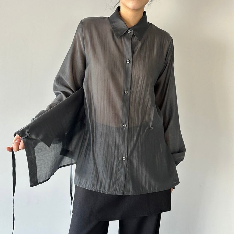 Sheer Wrap Shirt - 3colors