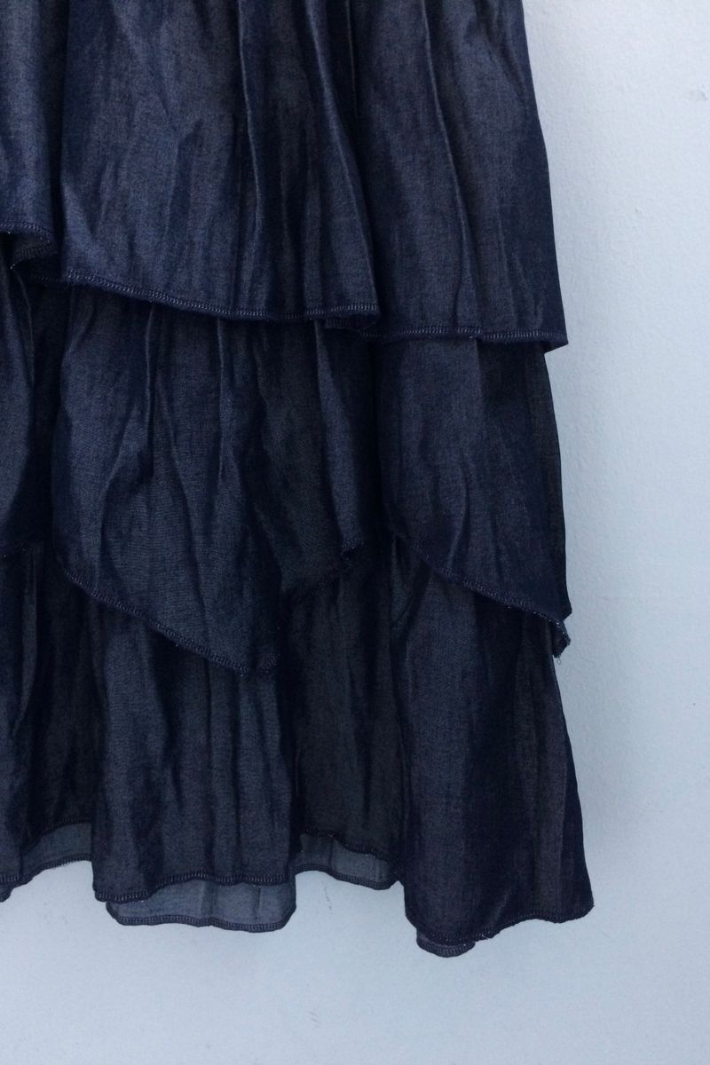 Diagonal Layer Shirring Long Skirt