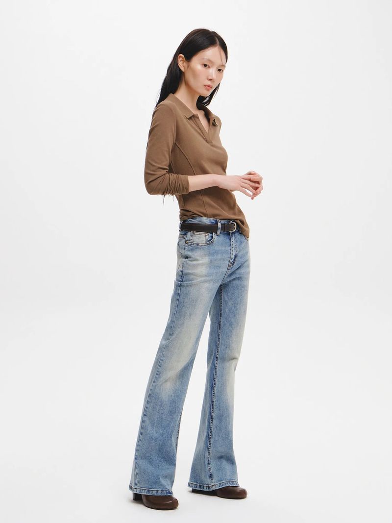 BOOTCUT WASHING DENIM PANTS