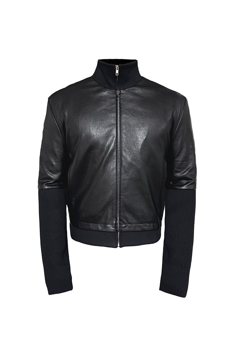 JCAESAR(ジュリウス・シーザー)の「Ribbed Cuff Textured Leather Jacket(Jackets/Outerwear)」