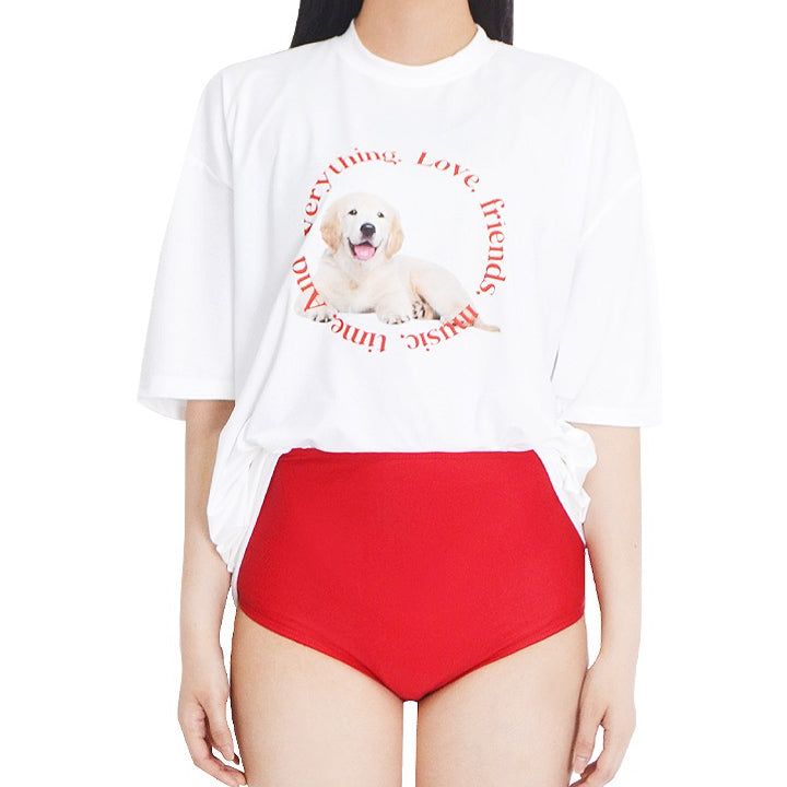 CREVY(クレビー)の「dog rash over short sleeve t-shirts (white)(Tops)」