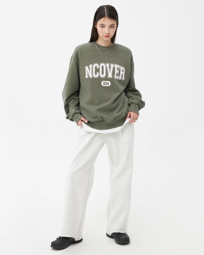 PIGMENT CRACK LOGO SWEATSHIRT-KHAKI