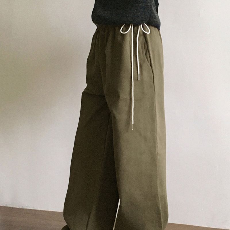 WONDER WONDER(ワンダーワンダー)の「Sunt side ribbon string cotton banding long wide pants(Pants)」