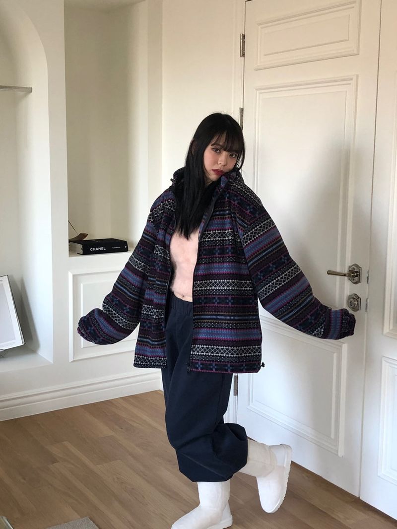 Euclid pattern hood zip up