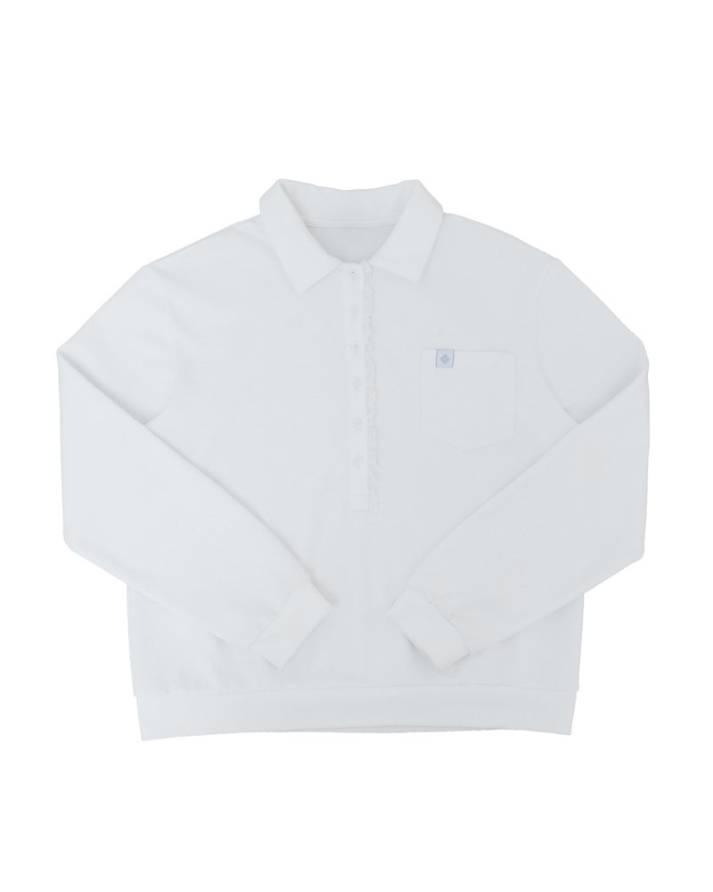 Frill 8 button pk shirt / white