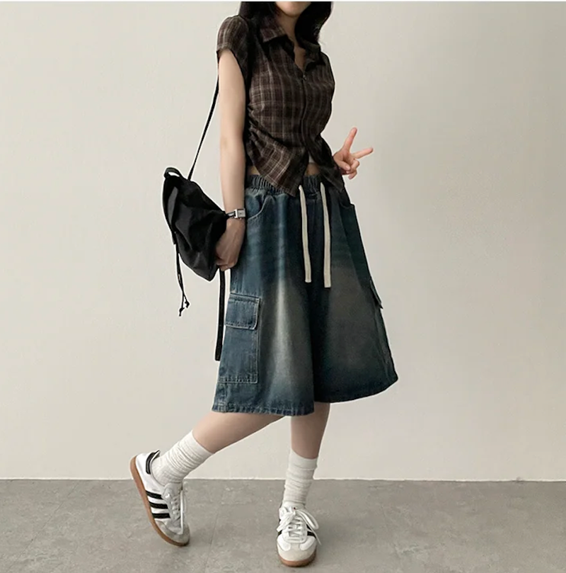 Motsu Check Side String Short Sleeve Shirt