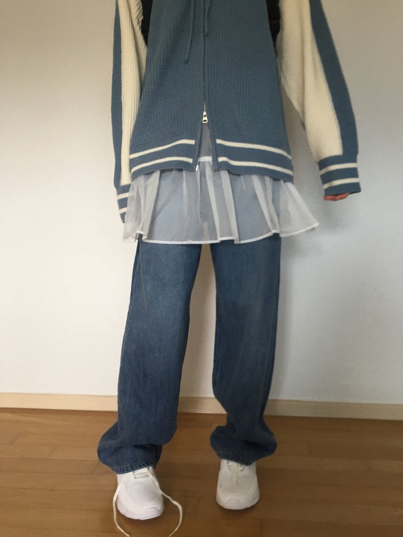 Coloring Hooded Zip-Up Knitwear (4 colors)
