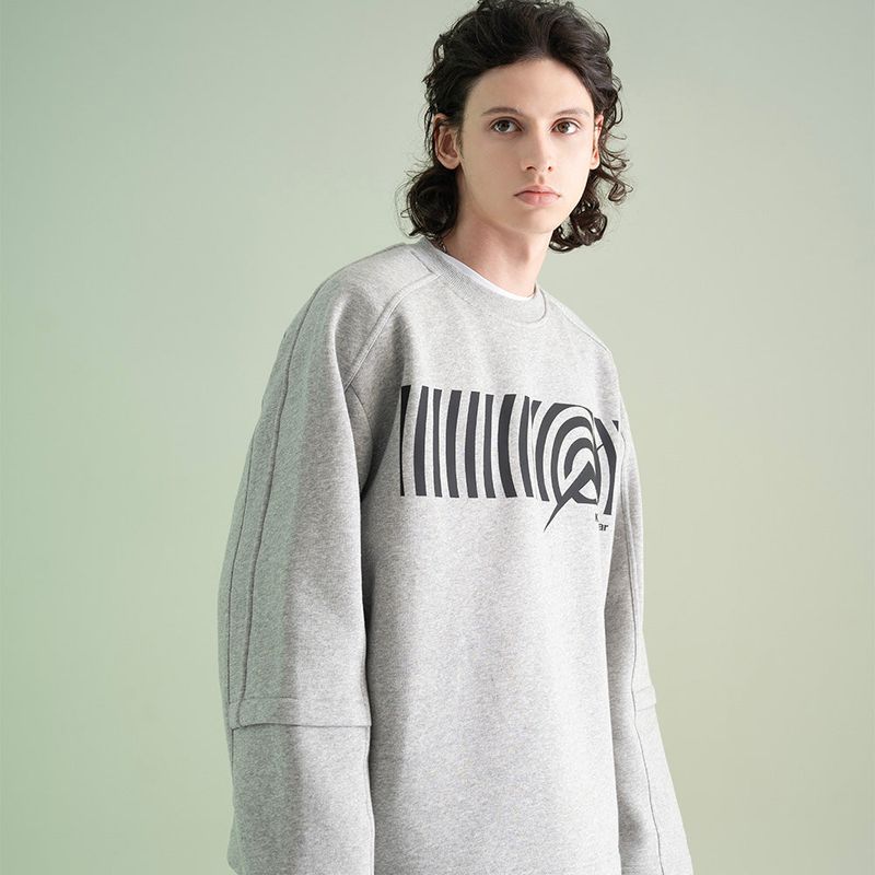 Cotton Napping Round Sweat Shirt - M/GREY