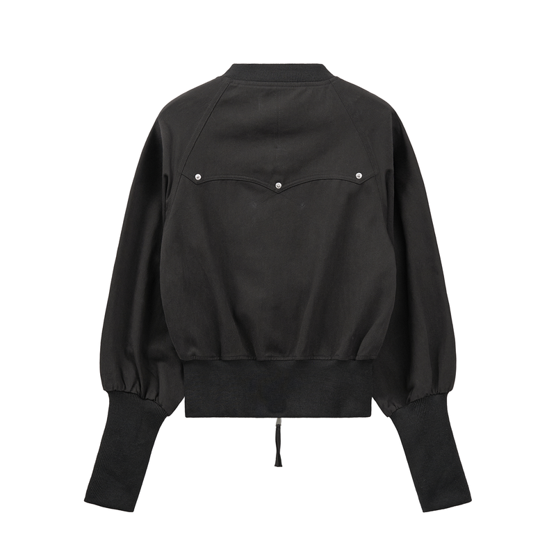 BANDING CROPPED COTTON JACKET (BLACK)