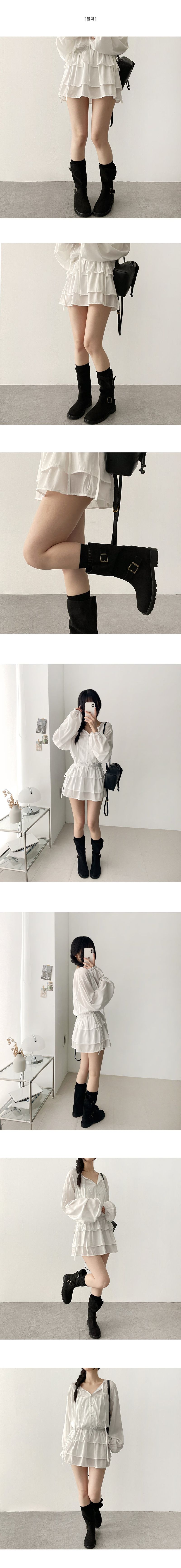 Natural Suede Buckle Middle Boots