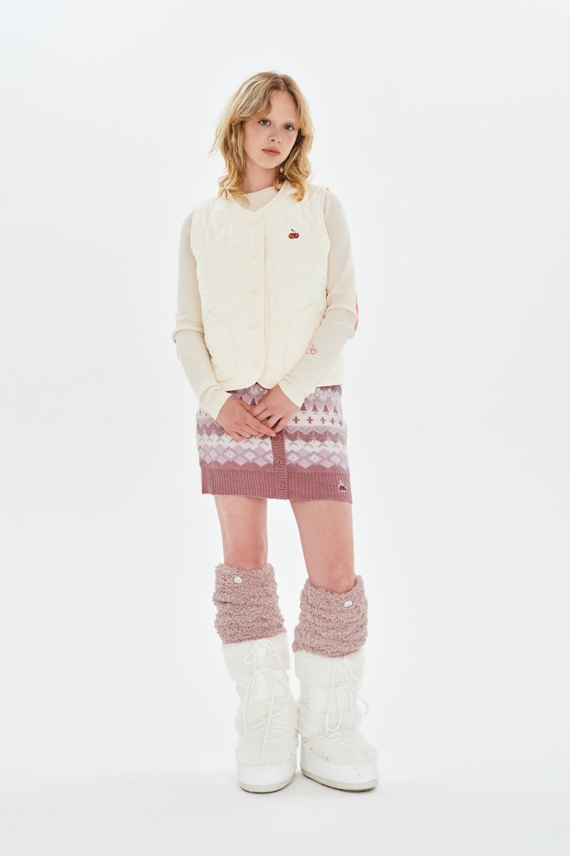 FAIR ISLE KNIT MINI SKIRT [SALMON]