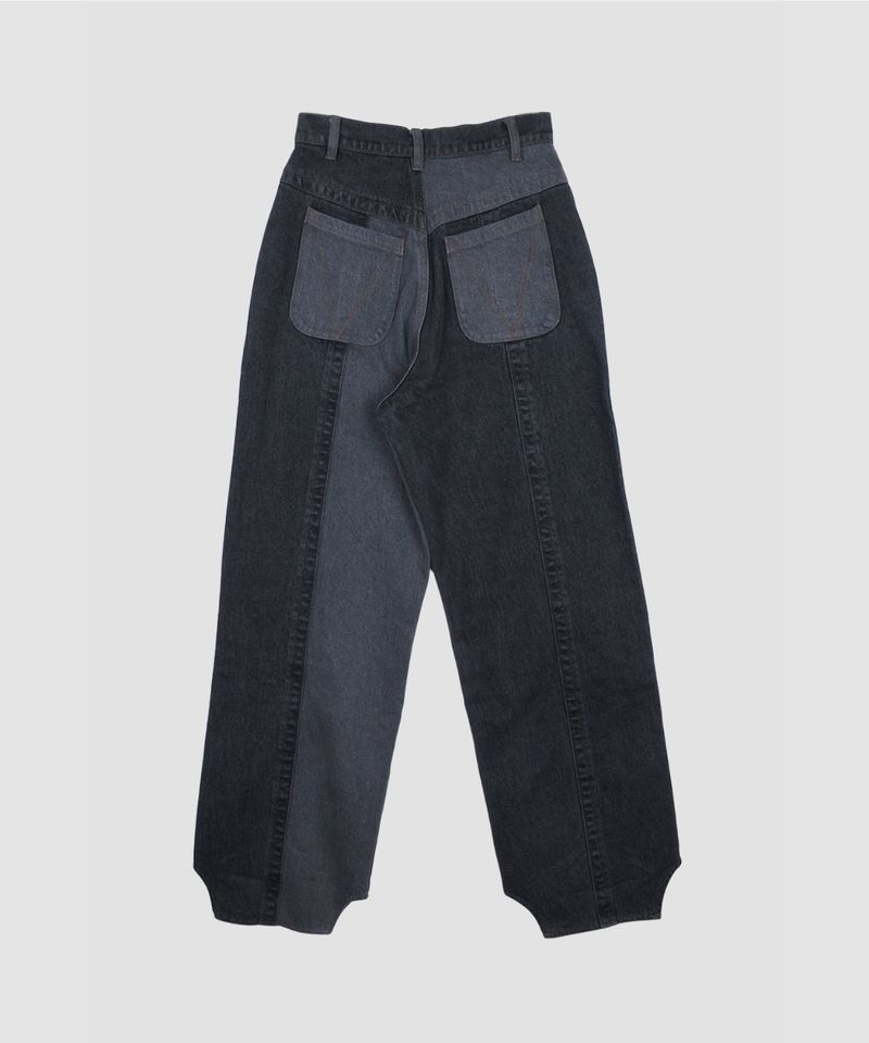 WASHED SWITCHED DENIM PANTS