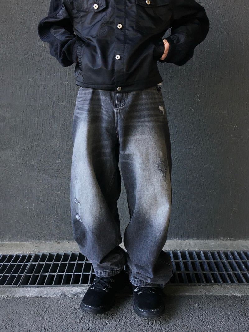 Swain Double Back Pocket Wide Denim Pants 2C