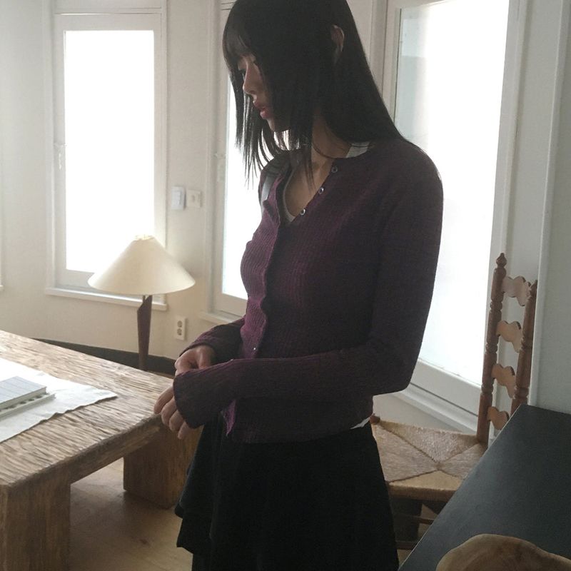 AllMew Corduroy Ribbed V-Neck Button Cardigan