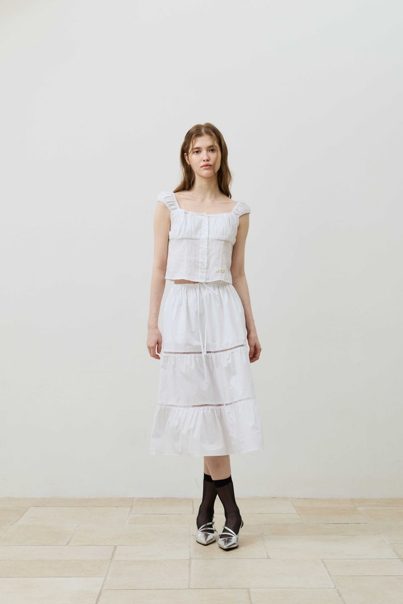  MUSE TIERED MIDI SKIRT / WHITE