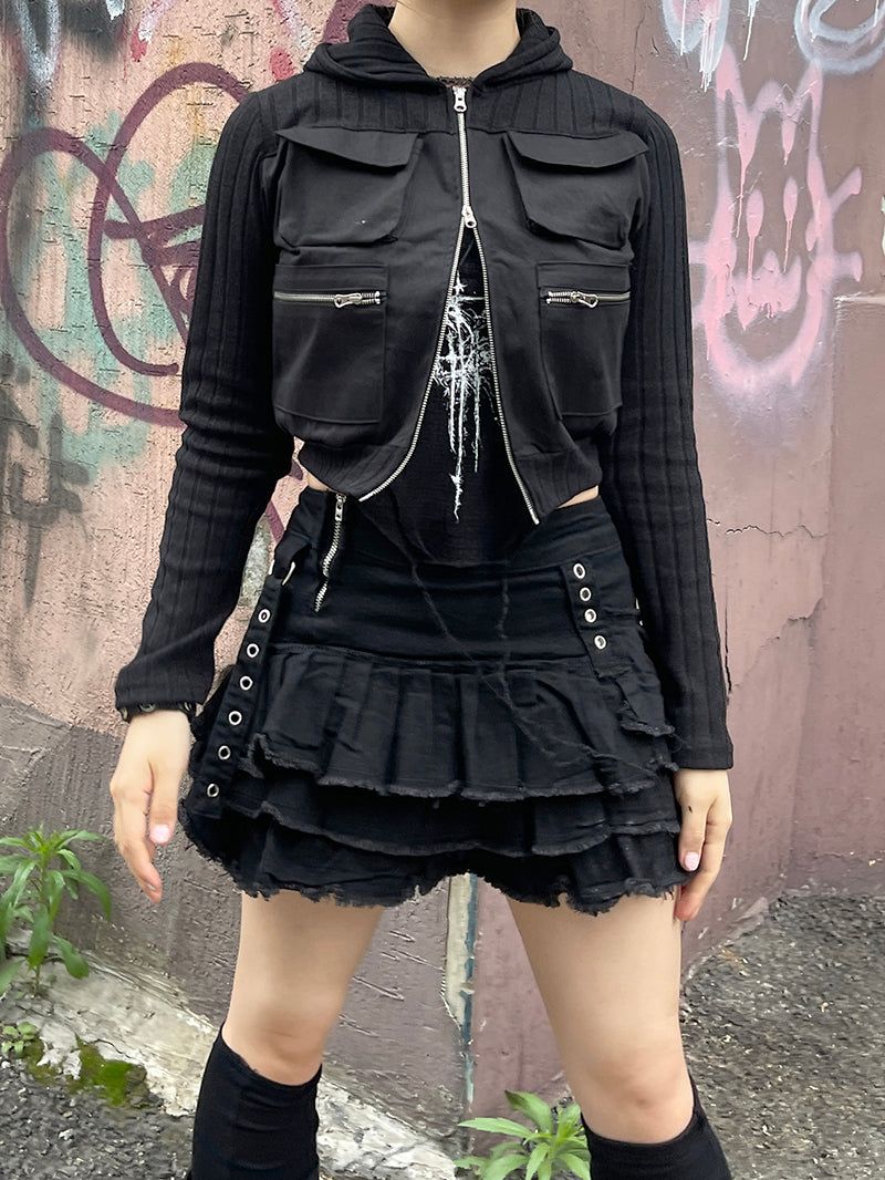 y2k punk damage cancan mini skirt