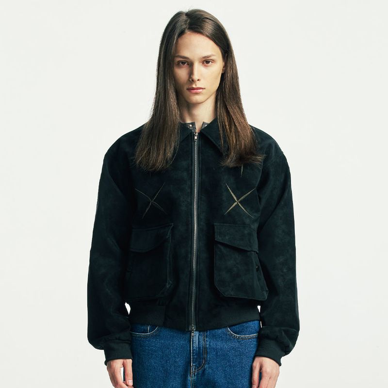 east star suede blouson black