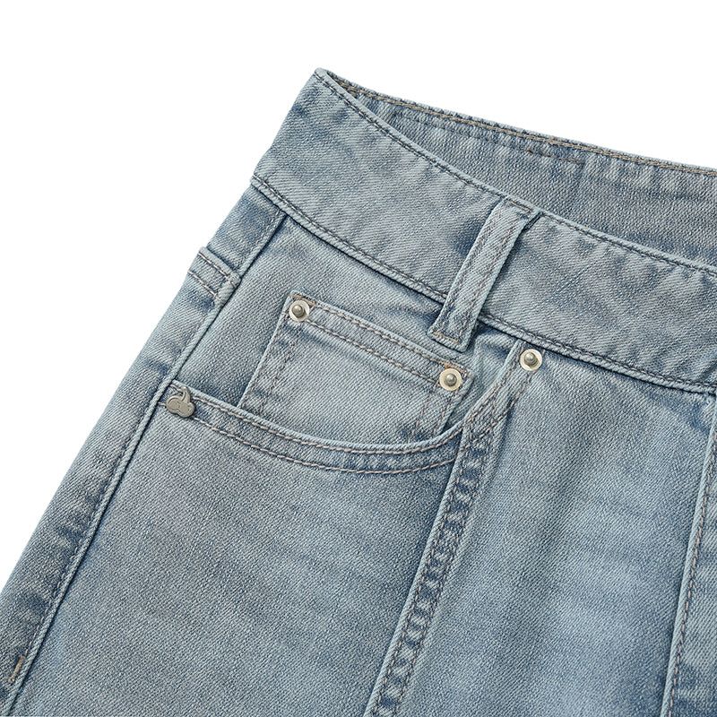 KIRSH PLAIN SEMI FLARE DENIM PANTS [LIGHT BLUE]